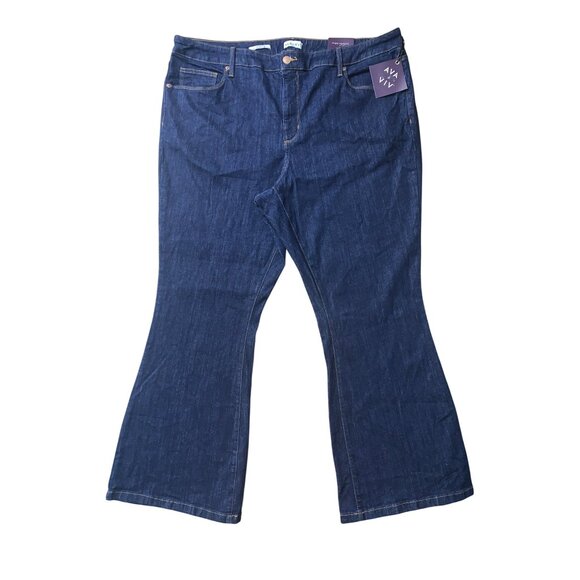 Ava & Viv Womens High Rise Dark Blue Denim Jeans Flare Stretch Plus Size 24 - Picture 1 of 14